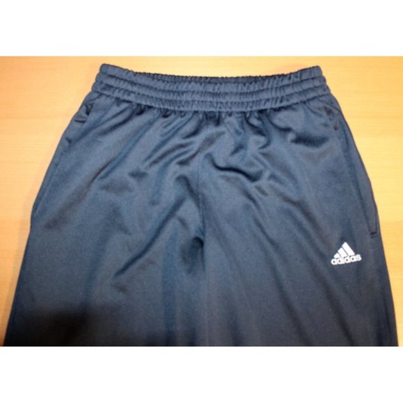 Boys Adidas Climalite 3 White Stripes Drawstring Track Pants Youth Large Blue - Picture 2 of 7